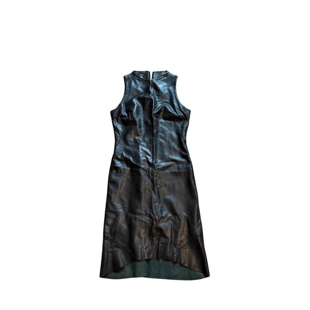 Black midi leather dress - size 0